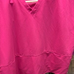 Figs Bright Pink V-Neck Top